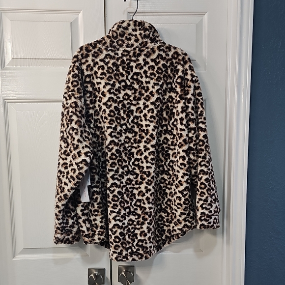New Adrienne Vittadini Sport Leopard Print Teddy Exotic Jacket Large - Picture 8 of 13